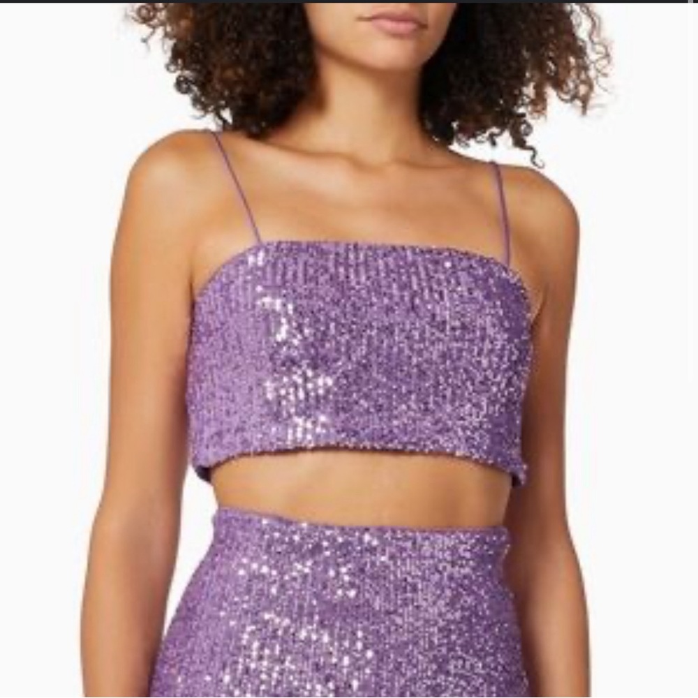 REVOLVE Lilac Sequin Spaghetti-Strap Crop Top